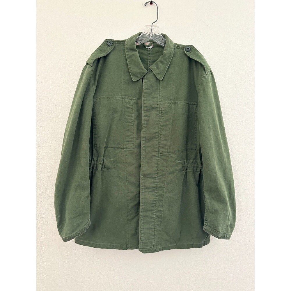 Vintage Swedish Fristads Military Jacket Surplus Army Green C48 F16 70s Pockets